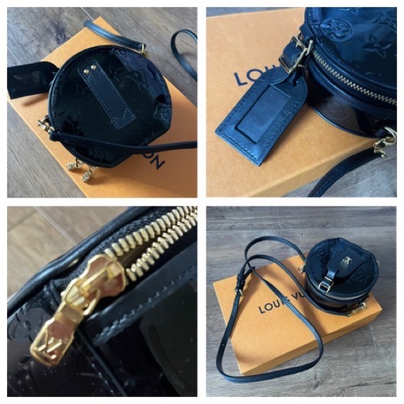 LOUIS VUITTON-AUTHENTIC Black Patent Leather Vernis Mini Boite Chapeau Handbag - Picture 11 of 16